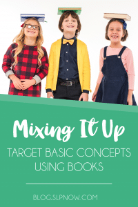 Looking for some new activities to use in therapy? Here is a round-up of literacy-based activities that you could use to target BASIC CONCEPTS in your speech room tomorrow!