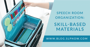 Do you need to work on your organizing skills in your speech room? This blog post is all about how I organized my tools and materials in my speech therapy room -- all as inspiration for you! As SLPs, we can accumulate a lot of stuff over the years, so speech room organization is a must in order to keep our little rooms from getting too crazy. Click through to learn more organizing skills for your speech room!