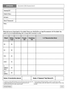 Childhood Apraxia of Speech Assessment